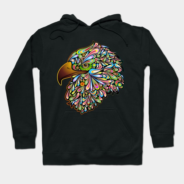 Eagle Psychedelic Art Portrait Hoodie by BluedarkArt